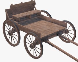 Wooden Cart With Bench Modèle 3D