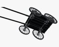 Wooden Cart With Bench 3d model back view