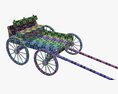 Wooden Cart With Bench 3D модель wire render