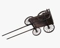 Wooden Cart With Bench 3d model top view