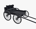 Wooden Cart With Bench 3Dモデル clay render