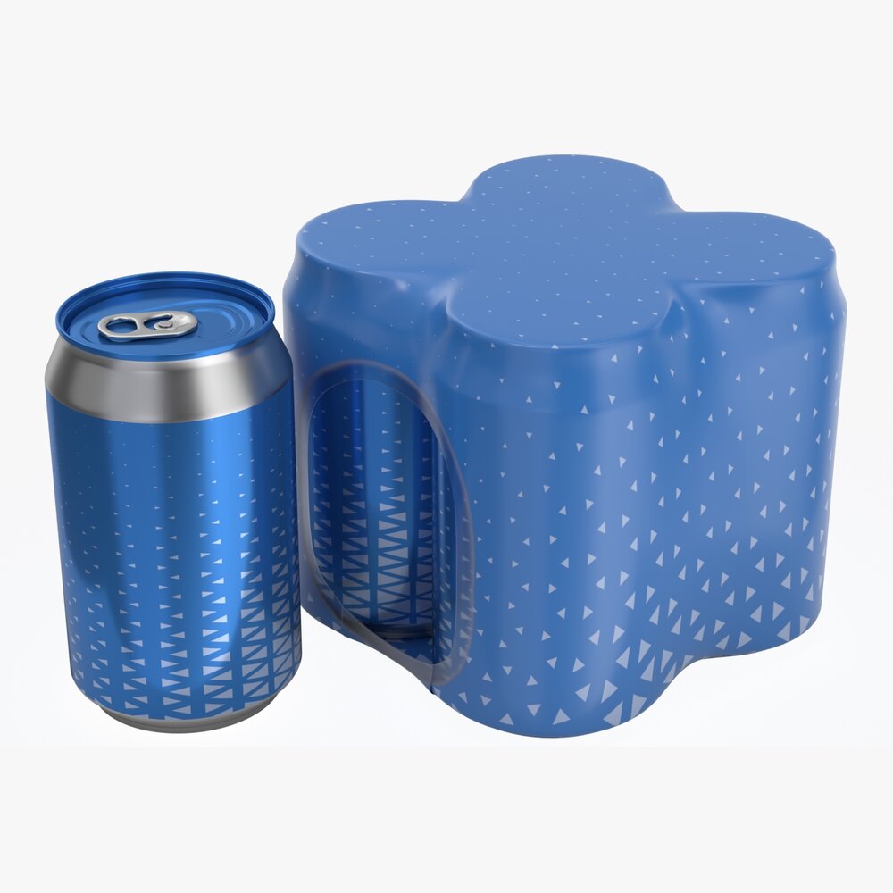 Packaging For Standard Four 330ml Beverage Soda Beer Cans 3D model