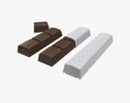 Chocolate Bars With Packaging Half Broken 3D 모델 