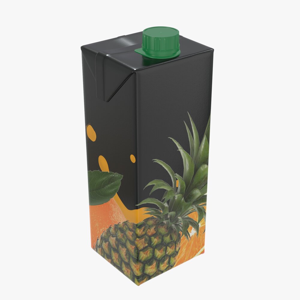 Juice Cardboard Box Packaging With Cap 1000ml Modello 3D