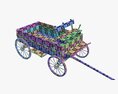 Wagon Wooden 3D模型 wire render