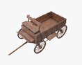 Wagon Wooden 3d model front view