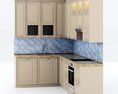 Kitchen Set with Cabinets and Tiles 3D 모델 