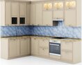 Kitchen Set with Cabinets and Tiles 3D 모델 