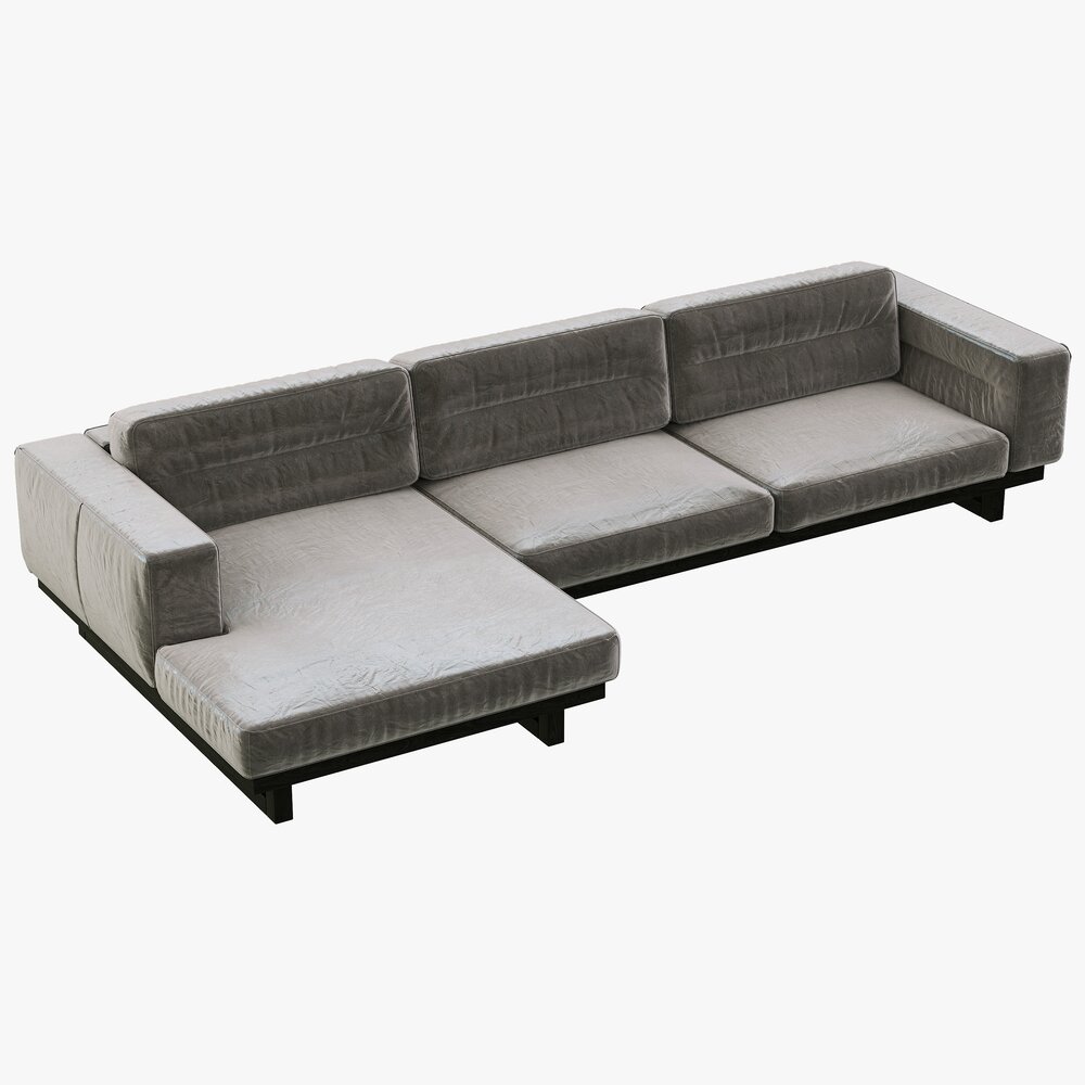 Restoration Hardware Durrell Leather Left-Arm Chaise Sectional 3D 모델 