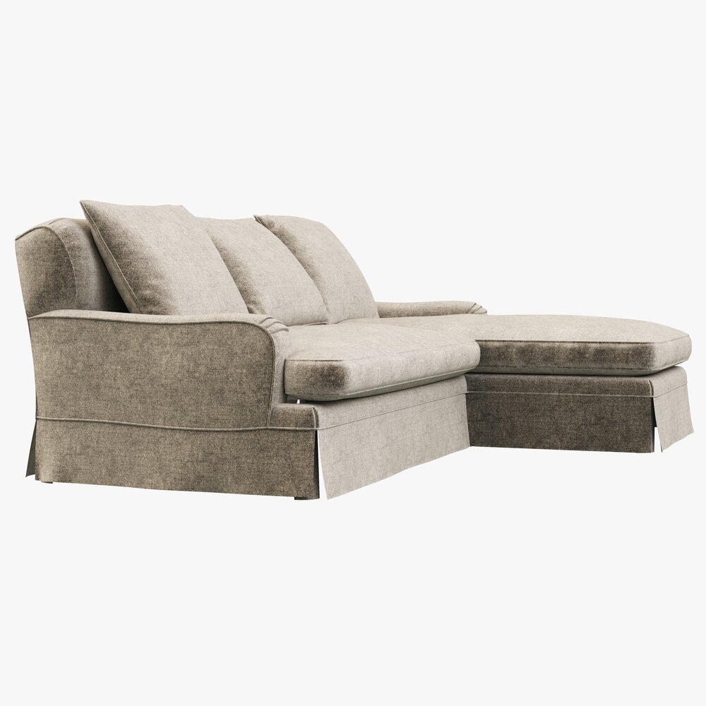 Restoration Hardware Belgian Classic Roll Arm Slipcovered Right-Arm Chaise Sectional 3D модель