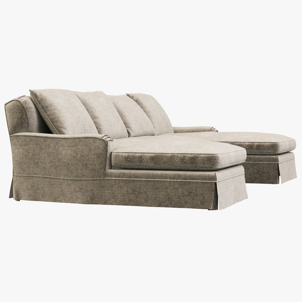 Restoration Hardware Classic Roll Arm U-Chaise Sectional Sofa 3D 모델 
