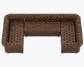Restoration Hardware Cambridge Leather U-Sofa Sectional 3D模型