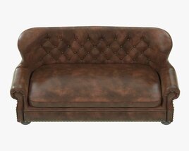 Restoration Hardware Churchill Leather Sofa With Nailheads 3D模型