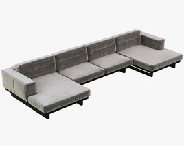 Restoration Hardware Durrell Leather U-Chaise Sectional 3Dモデル