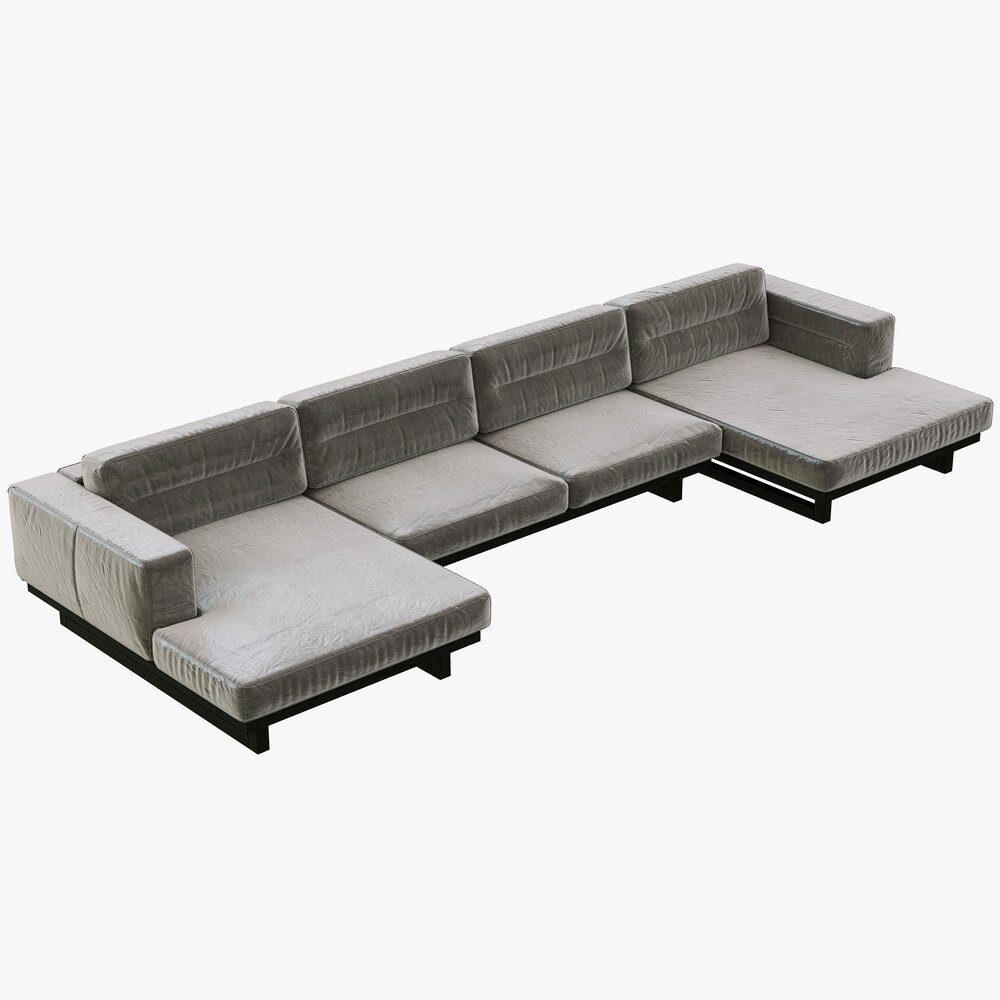 Restoration Hardware Durrell Leather U-Chaise Sectional 3Dモデル