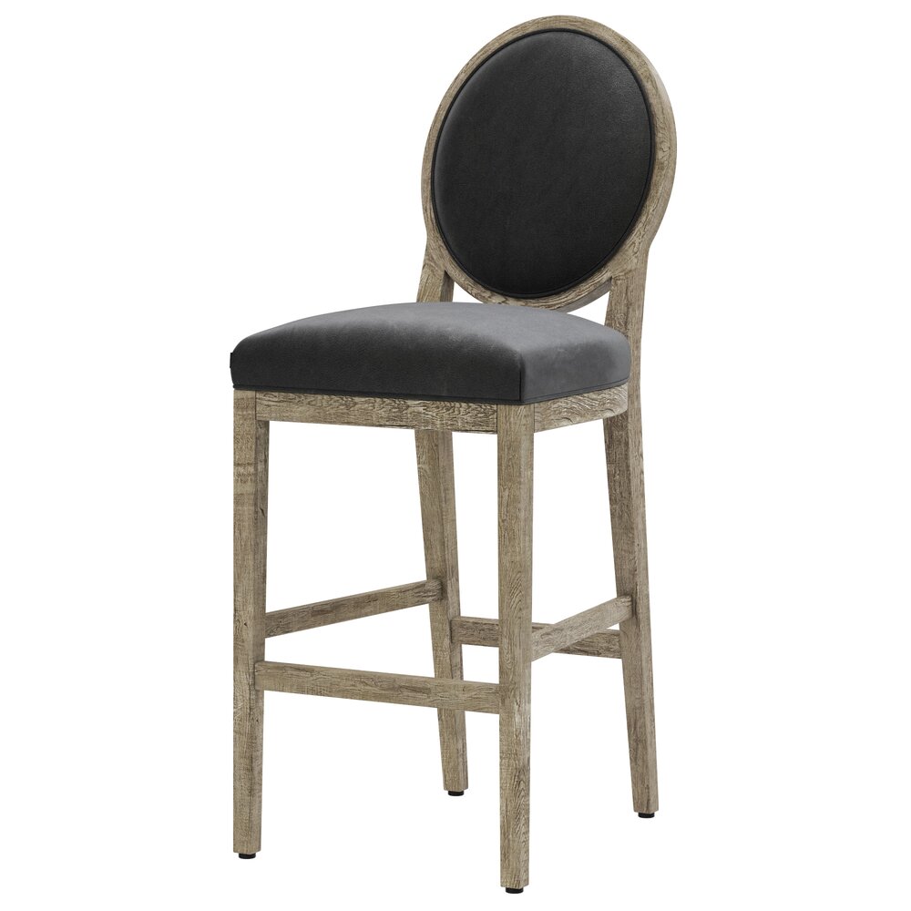 Restoration Hardware French Contemporary Round Leather Stool 3Dモデル