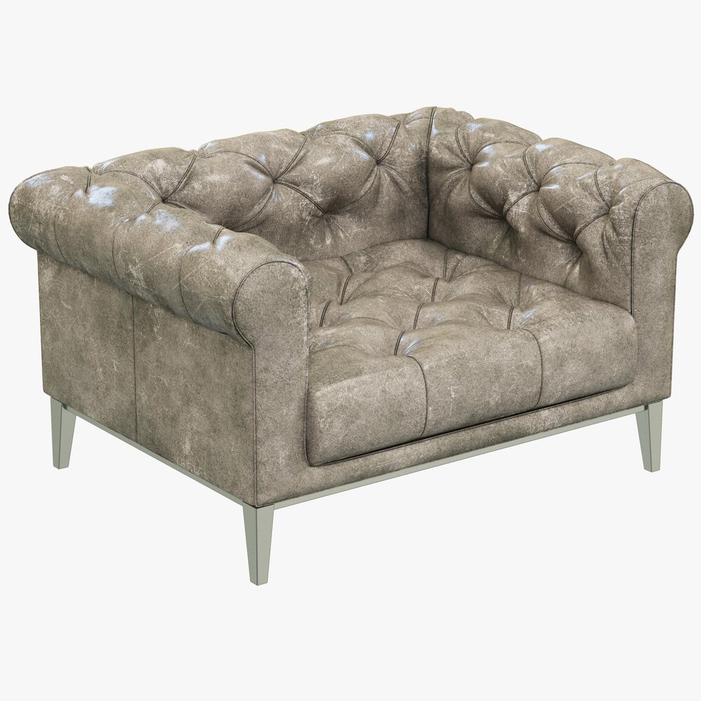 Restoration Hardware Italia Chesterfield Leather Chair 3Dモデル