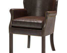 Restoration Hardware Professors Leather Armchair With Nailheads Modelo 3D