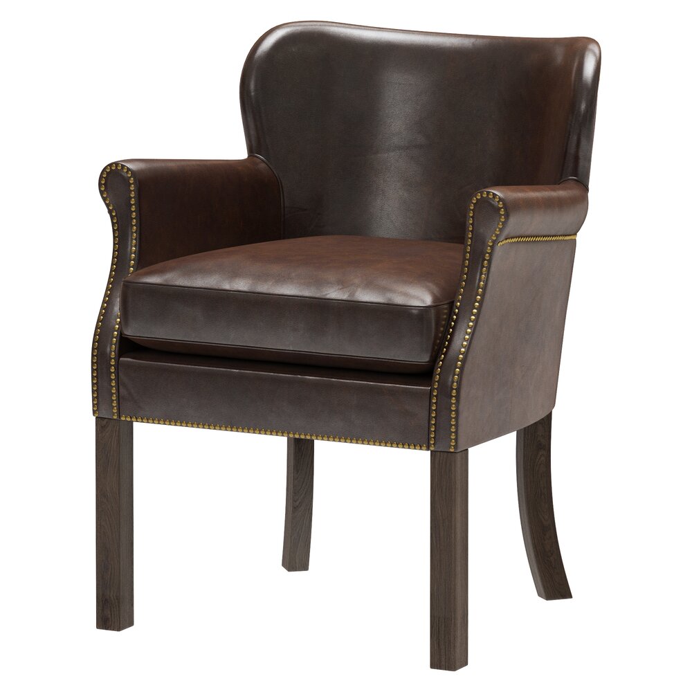 Restoration Hardware Professors Leather Armchair With Nailheads 3d model