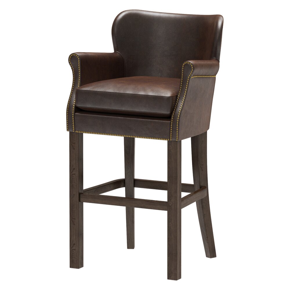 Restoration Hardware Professors Leather Stool with Nailheads 3D model