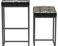 Restoration Hardware Reese Tufted Leather Stool 3D 모델 