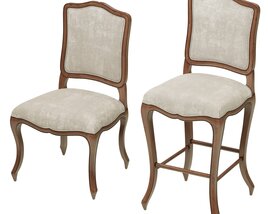 Restoration Hardware Vintage French Camelback Fabric Side Chair 3D model