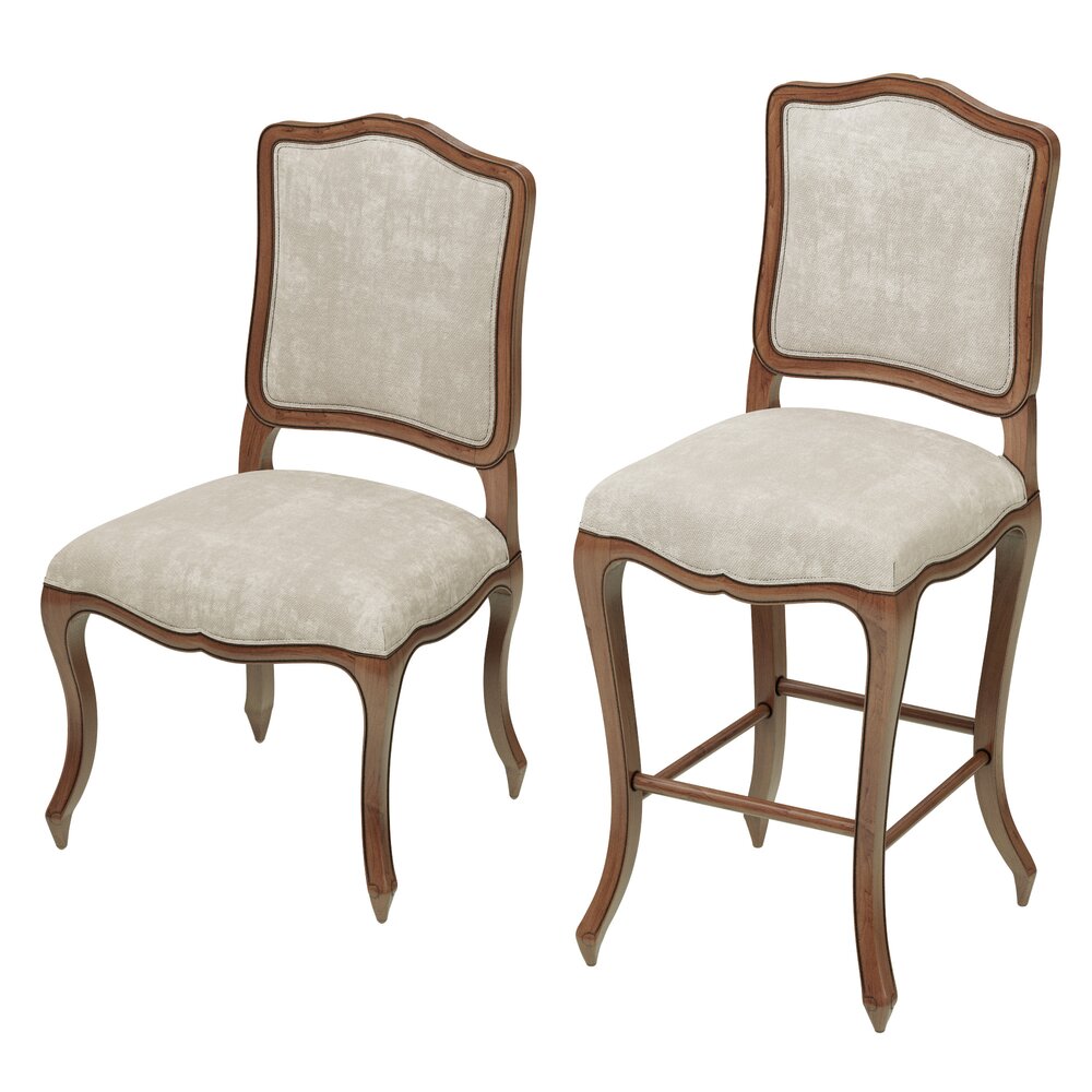 Restoration Hardware Vintage French Camelback Fabric Side Chair 3Dモデル