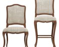Restoration Hardware Vintage French Camelback Fabric Side Chair Modelo 3D