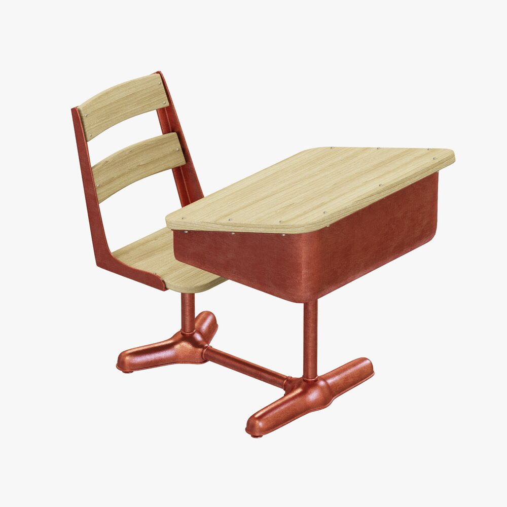Restoration Hardware Vintage Schoolhouse Desk and Chair 3D model