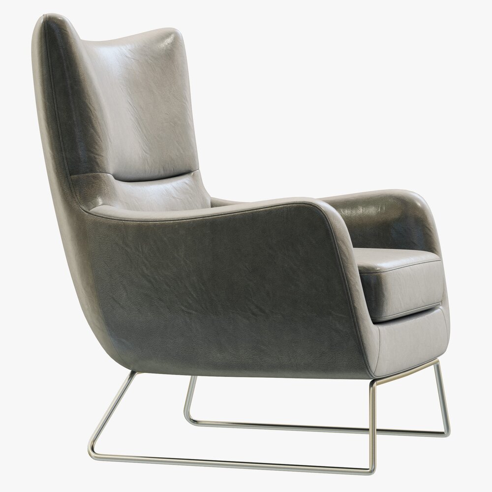 RH Modern Liam Leather Chair Modèle 3d