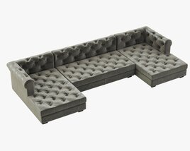 RH Modern Modena Chesterfield Leather U-Chaise Sectional Modèle 3D