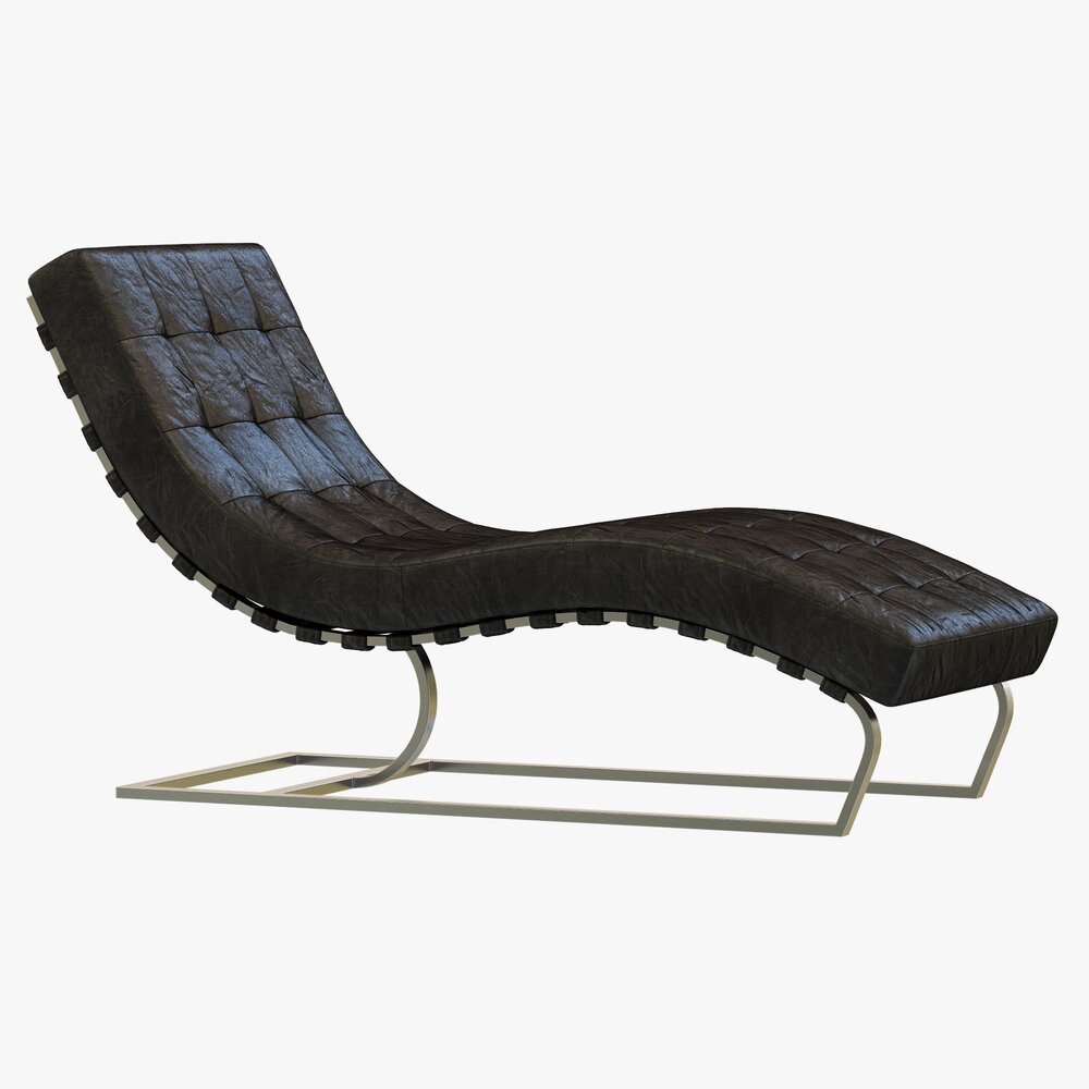 RH Modern Rossi Tufted Leather Chaise Modello 3D