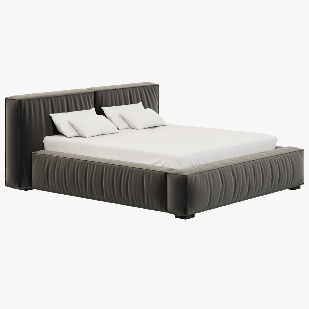 RH Teen Sona Upholstered Platform Bed Modello 3D