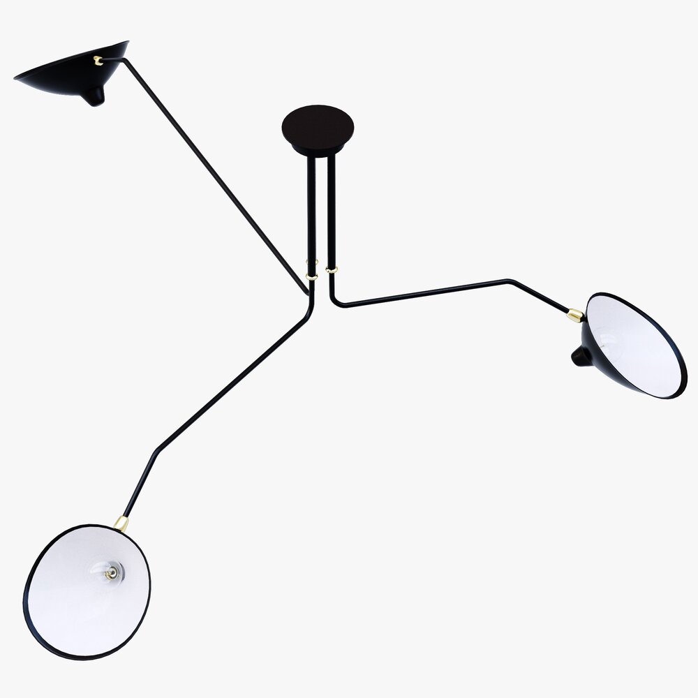 Serge Mouille Ceiling Lamp 3 Arm MCL-R3 Modello 3D