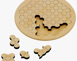Wooden Circles Geometric Puzzle 3D 모델 