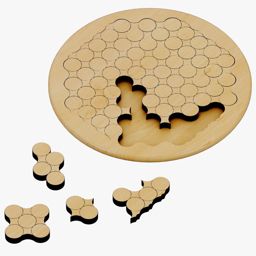Wooden Circles Geometric Puzzle Modelo 3d