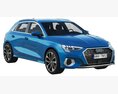 Audi A3 Sportback 2021 3D-Modell Rückansicht